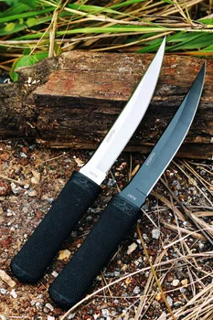 Taktikai túlélés Kés penge gumi fogantyú búvárkodás egyenes kés szabadtéri kemping vadászat Kések + K hüvely 9cr18mov