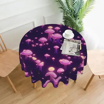 Terítő Varázsgomba kerek asztalterítő Trippy lila gomba Asztaltakaró Abroszok konyha Étkező Asztal dekoráció