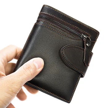 Valódi bőr férfi pénztárcakártya-tartó Bifold rövid pénztárca