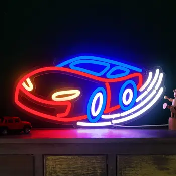 Versenyautó Neon jel LED Neon fény USB tápellátású akril fali dekoráció hálószoba gyerekszoba játszószoba Neon fény ünnepi dekoráció