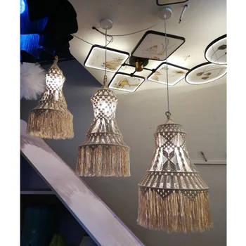 északi cseh lámpa stílus hálószoba fogadó étterem Csillár művészet Kézzel szőtt pamutszál Lámpabúra Dekoratív lámpák világítás