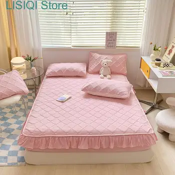 Új vízálló Super Nordic vastag és meleg szabású lepedő rugalmas szalagokkal Princess vízálló ágy szoknya rózsaszín matrachuzatok