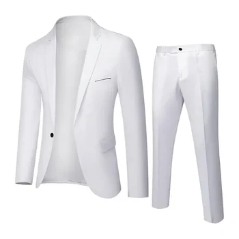 Üzleti alkalmi formális férfiak Esküvői vőlegény Trajes kabát Fit Hombre De Blazer öltöny nadrág öltöny öltöny Egyszemélyes vékony koreai